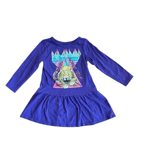 Def Leppard Toddler Girls Long Sleeve Drop Waist Dress in Purple Size 3T - Picture 4 of 6